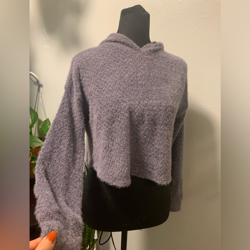 NWT Cropped Purple XS Hollister Hoodie Sweater